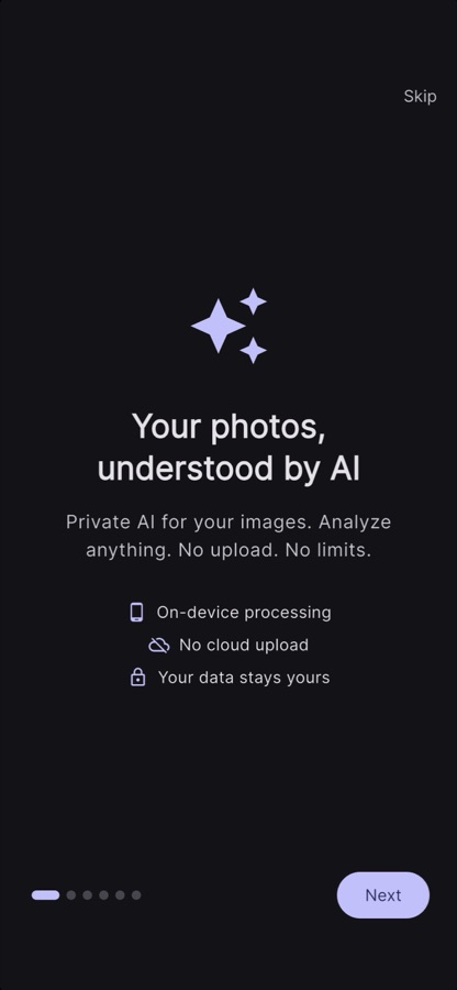Solej AI onboarding — Your photos, understood by AI